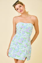 Load image into Gallery viewer, NEWEST ARRIVAL Blue/Purple Floral Jacquard Strapless Dress
