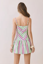 Load image into Gallery viewer, NEWEST ARRIVAL Green Multi Striped Drop Waist Mini Dress
