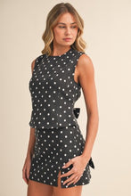 Load image into Gallery viewer, NEWEST ARRIVAL Black/White Polka Dot Open Back Mini Skirt Set
