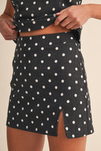 Load image into Gallery viewer, NEWEST ARRIVAL Black/White Polka Dot Open Back Mini Skirt Set
