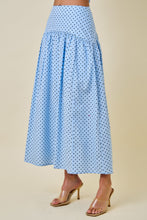Load image into Gallery viewer, NEWEST ARRIVAL Blue/Navy Polka Dot Midi Skirt Set
