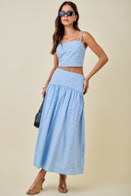 Load image into Gallery viewer, NEWEST ARRIVAL Blue/Navy Polka Dot Midi Skirt Set
