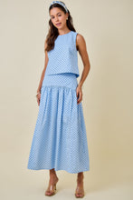 Load image into Gallery viewer, NEWEST ARRIVAL Blue/Navy Polka Dot Midi Skirt Set

