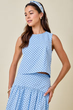 Load image into Gallery viewer, NEWEST ARRIVAL Blue/Navy Polka Dot Midi Skirt Set
