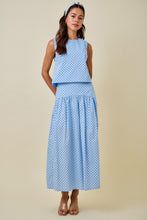 Load image into Gallery viewer, NEWEST ARRIVAL Blue/Navy Polka Dot Midi Skirt Set
