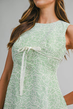 Load image into Gallery viewer, NEWEST ARRIVAL Green Embroidered Contrast Bow Mini Dress
