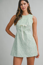Load image into Gallery viewer, NEWEST ARRIVAL Green Embroidered Contrast Bow Mini Dress
