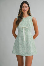 Load image into Gallery viewer, NEWEST ARRIVAL Green Embroidered Contrast Bow Mini Dress
