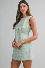 Load image into Gallery viewer, NEWEST ARRIVAL Green Embroidered Contrast Bow Mini Dress
