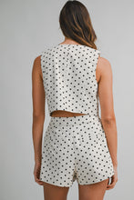 Load image into Gallery viewer, NEWEST ARRIVAL Cream Black Polka Dot Crop Shorts Set
