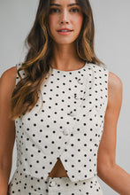 Load image into Gallery viewer, NEWEST ARRIVAL Cream Black Polka Dot Crop Shorts Set
