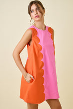 Load image into Gallery viewer, NEWEST ARRIVAL Pink/Orange Scallop Trim Shift Dress

