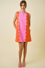 Load image into Gallery viewer, NEWEST ARRIVAL Pink/Orange Scallop Trim Shift Dress
