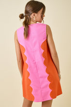 Load image into Gallery viewer, NEWEST ARRIVAL Pink/Orange Scallop Trim Shift Dress
