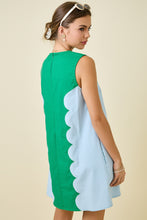 Load image into Gallery viewer, NEWEST ARRIVAL Green/Blue Scallop Trim Shift Dress
