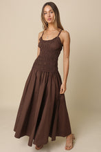 Load image into Gallery viewer, NEWEST ARRIVAL *ONLINE ONLY* Espresso Brown Smocked Maxi Cotton Dress
