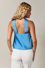 Load image into Gallery viewer, NEWEST ARRIVAL Blue Satin Neck Scarf Top
