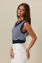 Load image into Gallery viewer, NEWEST ARRIVAL Navy V-Neck Striped Vest Top
