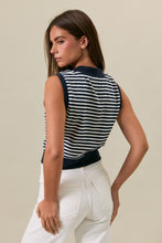 Load image into Gallery viewer, NEWEST ARRIVAL Navy V-Neck Striped Vest Top
