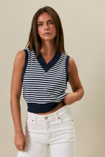 Load image into Gallery viewer, NEWEST ARRIVAL Navy V-Neck Striped Vest Top
