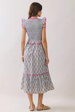 Load image into Gallery viewer, NEWEST ARRIVAL *PREORDER 3/26* Blue Floral Smocked Tiered Midi Dress
