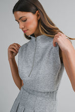Load image into Gallery viewer, NEWEST ARRIVAL Gray Scuba Mock Neck Pleated Athletic Romper
