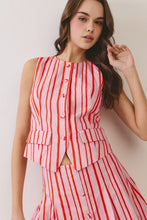 Load image into Gallery viewer, NEWEST ARRIVAL Pink/Red Striped Mini Skirt Set
