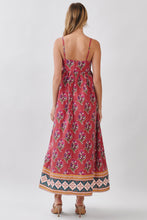 Load image into Gallery viewer, NEWEST ARRIVAL *PREORDER 7/29* Rust Wine Floral Waist Seam Maxi Dress
