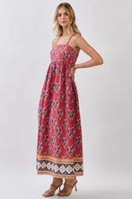 Load image into Gallery viewer, NEWEST ARRIVAL *PREORDER 7/29* Rust Wine Floral Waist Seam Maxi Dress
