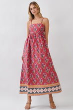 Load image into Gallery viewer, NEWEST ARRIVAL *PREORDER 7/29* Rust Wine Floral Waist Seam Maxi Dress
