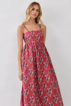 Load image into Gallery viewer, NEWEST ARRIVAL *PREORDER 7/29* Rust Wine Floral Waist Seam Maxi Dress
