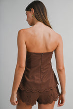Load image into Gallery viewer, NEWEST ARRIVAL Brown Embroidered Strapless Shorts Set
