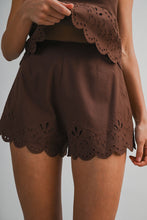 Load image into Gallery viewer, NEWEST ARRIVAL Brown Embroidered Strapless Shorts Set
