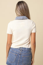 Load image into Gallery viewer, NEWEST ARRIVAL White Denim Collar Knit Top
