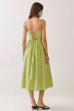 Load image into Gallery viewer, NEWEST ARRIVAL Lime Green Lace Up Back Midi Dress
