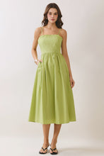 Load image into Gallery viewer, NEWEST ARRIVAL Lime Green Lace Up Back Midi Dress

