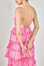 Load image into Gallery viewer, NEWEST ARRIVAL Pink Crochet Embroidered Layered Midi Dress
