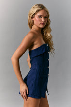 Load image into Gallery viewer, NEWEST ARRIVAL Navy Strapless Denim Romper
