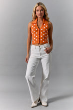 Load image into Gallery viewer, NEWEST ARRIVAL Orange Polka Dot Halter Knit Top

