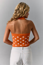 Load image into Gallery viewer, NEWEST ARRIVAL Orange Polka Dot Halter Knit Top
