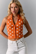 Load image into Gallery viewer, NEWEST ARRIVAL Orange Polka Dot Halter Knit Top
