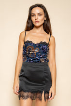 Load image into Gallery viewer, NEWEST ARRIVAL Navy Paisley Velvet Bodysuit
