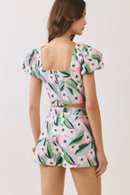 Load image into Gallery viewer, NEWEST ARRIVAL Blue/Pink Floral Puff Crop Shorts Set
