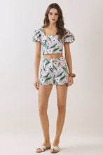 Load image into Gallery viewer, NEWEST ARRIVAL Blue/Pink Floral Puff Crop Shorts Set
