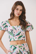 Load image into Gallery viewer, NEWEST ARRIVAL Blue/Pink Floral Puff Crop Shorts Set
