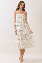 Load image into Gallery viewer, NEWEST ARRIVAL White Floral Tiered Midi Dress
