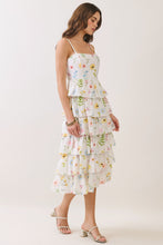 Load image into Gallery viewer, NEWEST ARRIVAL White Floral Tiered Midi Dress
