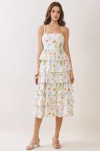Load image into Gallery viewer, NEWEST ARRIVAL White Floral Tiered Midi Dress
