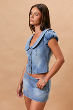 Load image into Gallery viewer, NEWEST ARRIVAL *ONLINE ONLY* Light Denim Peter Pan Collar Mini Skort Set
