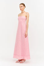 Load image into Gallery viewer, NEWEST ARRIVAL Soft Pink Strapless Floral Embroidered Maxi Dress
